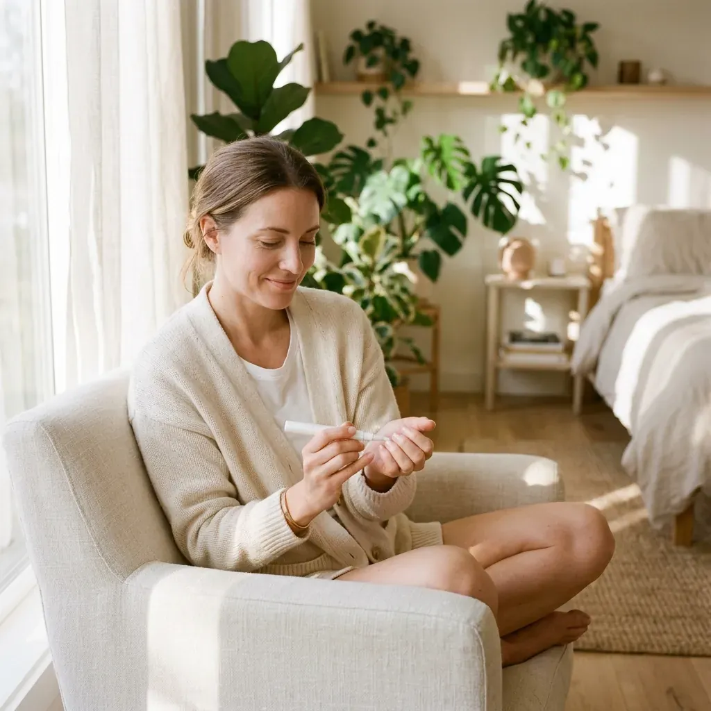 Applying the Kurineru Botanical Nail Repair Pen to clean fingernails at home